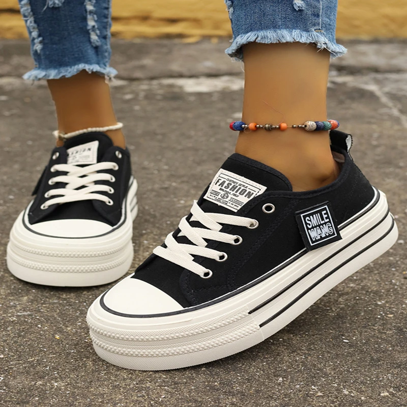 Spring and Summer Shallow Breathable Thick-soled Non-slip Wear-resistant Comfortable Casual Vulcanized Shoes for Women