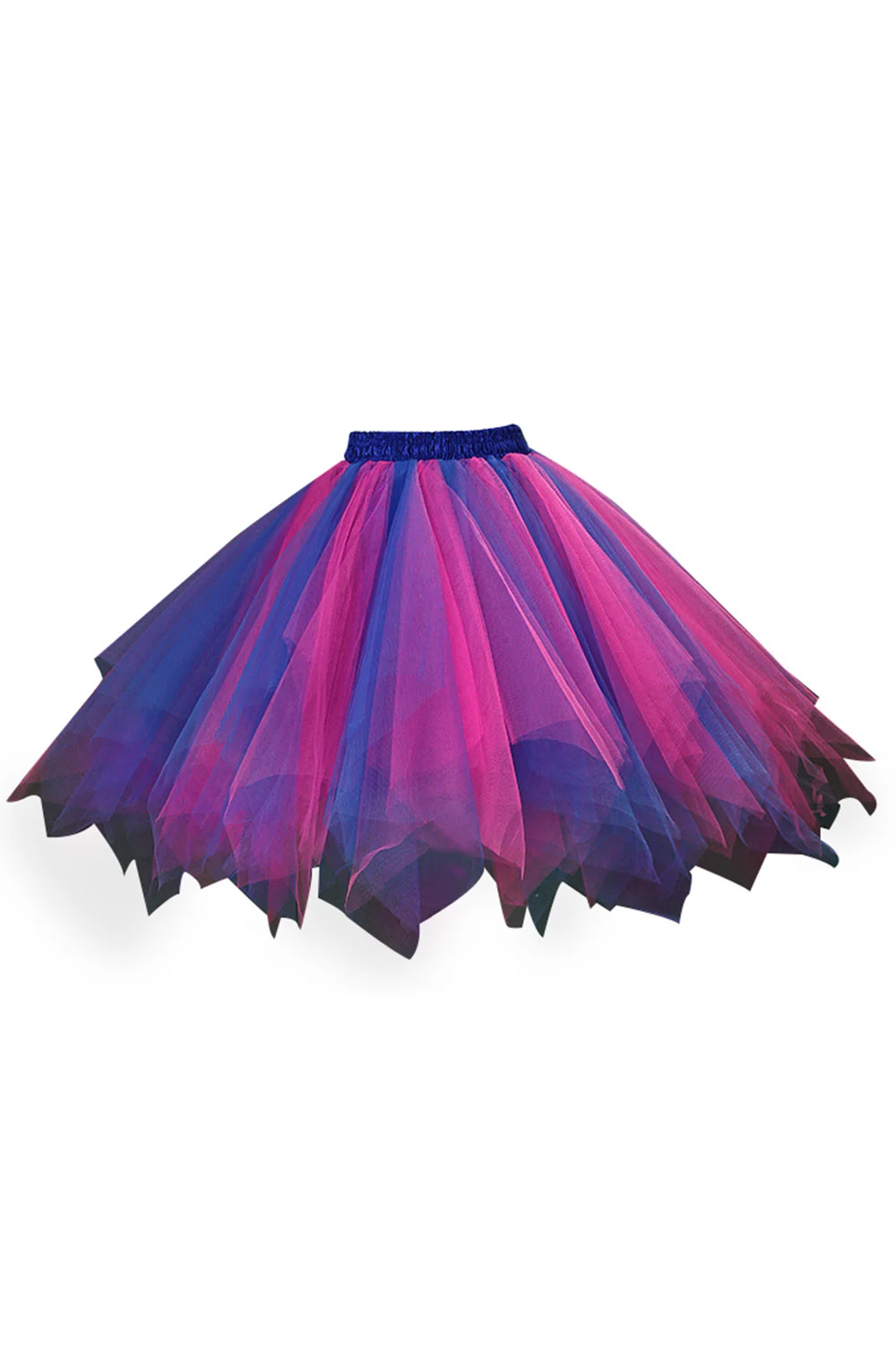 

Carnival Mini Tutu Skirts Irregular Layered Tulle Elastic Waist Short Petticoat Color Matching Above Knee Ball Gown Underskirt