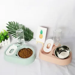 Bowl pet automatic drinking water feeder anti-tip stainless steel dog bowl cat dog food bowl pet supplies