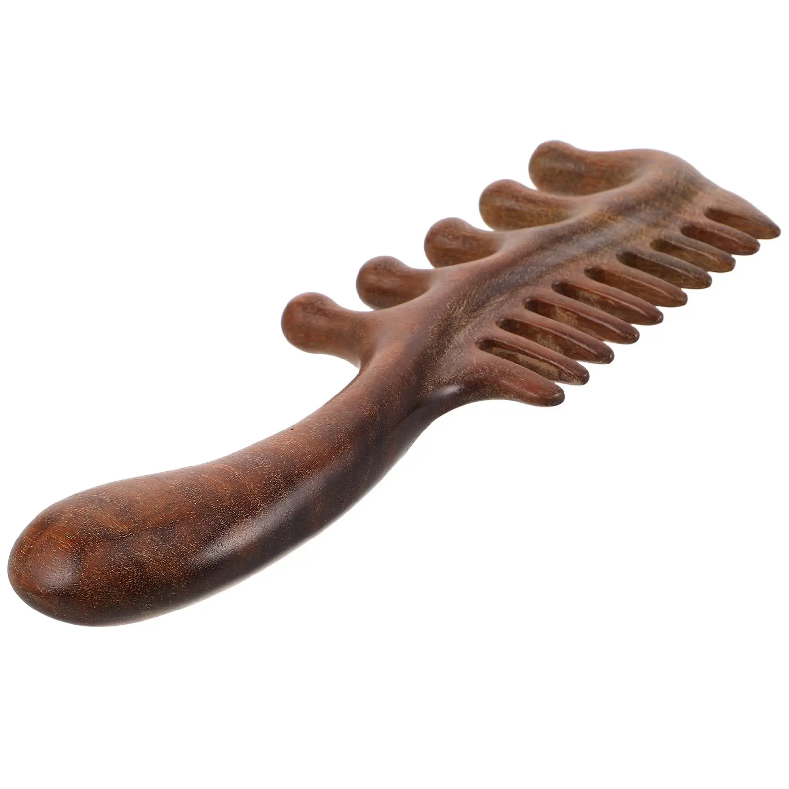 Multiuse Wooden Scalp Comb Five Tooth Head Massager Comb Solid Wood Massage Tool for Scalp Care Hair Detangling and Full Body