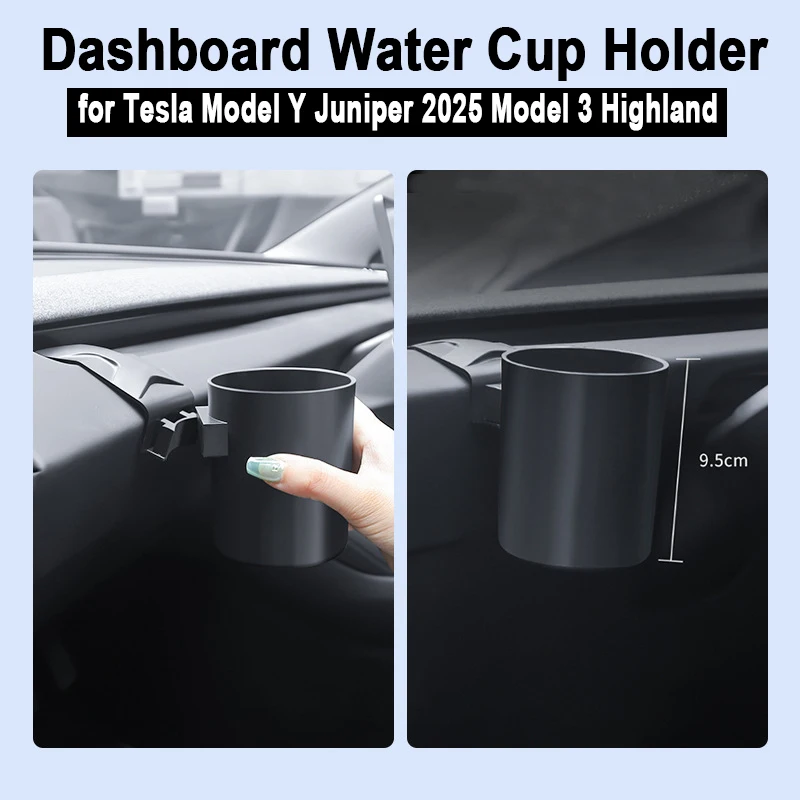 

Dashboard Water Cup Holder for Tesla Model Y Juniper 2025 Model 3 Highland Central Control Phone Holder Organizer Storage Box