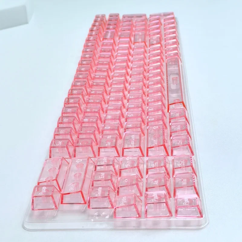 لوحة مفاتيح ميكانيكية ذات مسحوق كريستالي للكمبيوتر الشخصي شفافة تمامًا 119 مفتاحًا مجموعة كاملة صغيرة من المصنع الأصلي تخصيصًا عاليًا بنفسك #2