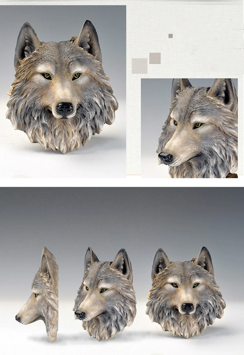 ERMAKOVA Dekorative Harz Tiger Lion Wolf Bär Tier Kopf Halter Wand Aufhänger Statue Tier Shapedat Haken Hängen Rack-Home – Detail 8