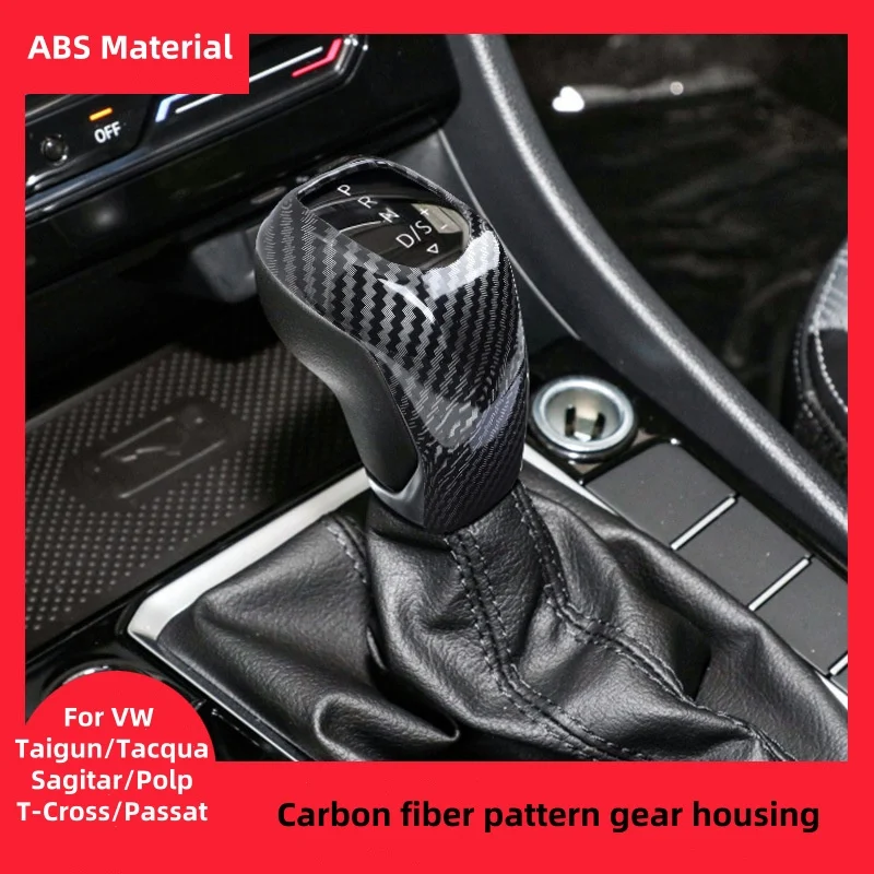 

For VW Taigun/Tacqua/Sagitar/Polp/T-Cross/Passat ABS Material Carbon Fibre Grain Gear Shift Handle Decorative Cover Accessories.