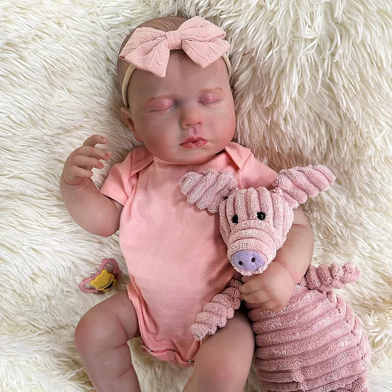 50CM Silicone Baby Doll Reborn Loulou Sleeping Newborn Hand Painted 3D Skin with Visible Veins Muñeca Bebé Reborn Toys for Girls