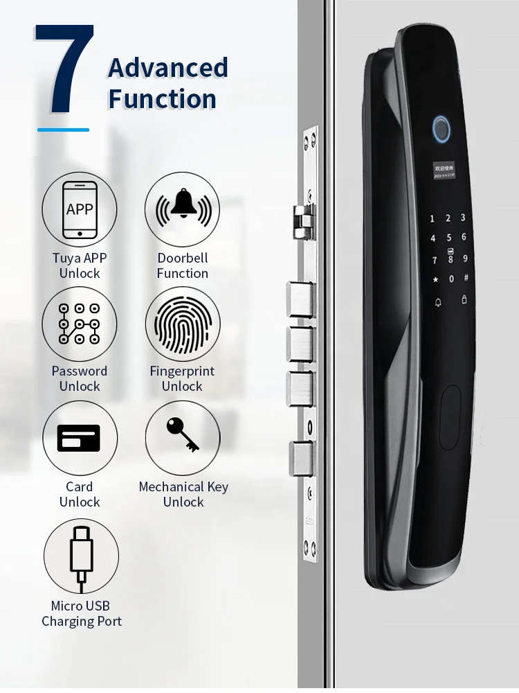 Tuya-cerradura de puerta con Wifi, dispositivo de cierre con huella dactilar, completamente automático, con cámara inteligente Zigbee