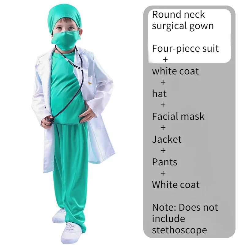 موضوع حفلة تنكرية تظهر دور اللعب المهنية معاطف للأطباء والممرضات الأبيض الأخضر دعوى تنورة طفل صبي فتاة تأثيري زي الهالوين