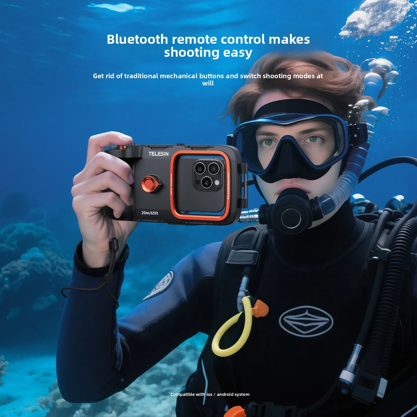 Bluetooth Control Diving Phone Housing 20m Underwater Waterproof Cover Outdoor Snorkeling Photography Shell