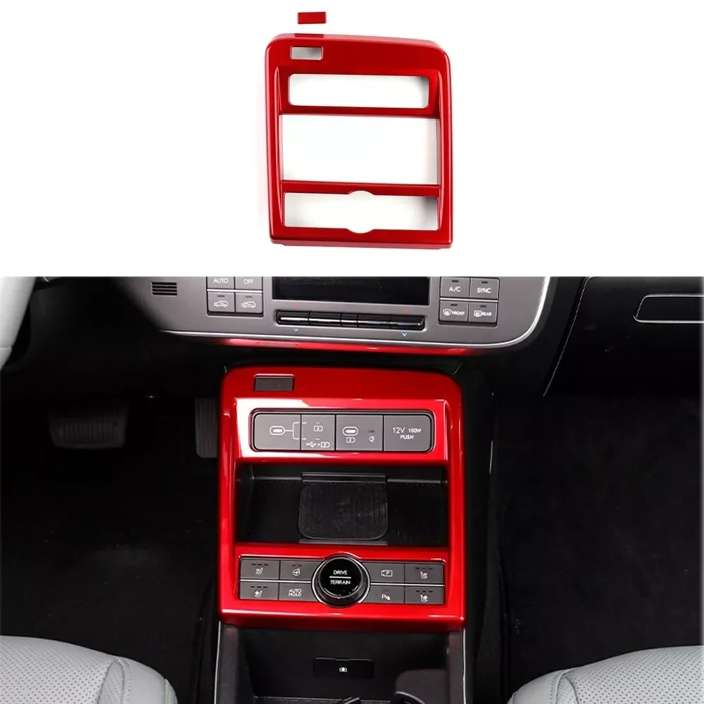 

Red Center Console Gear Shift Panel Cover Trim Decal For Hyundai Kona 2024 2025 Left Hand Drive