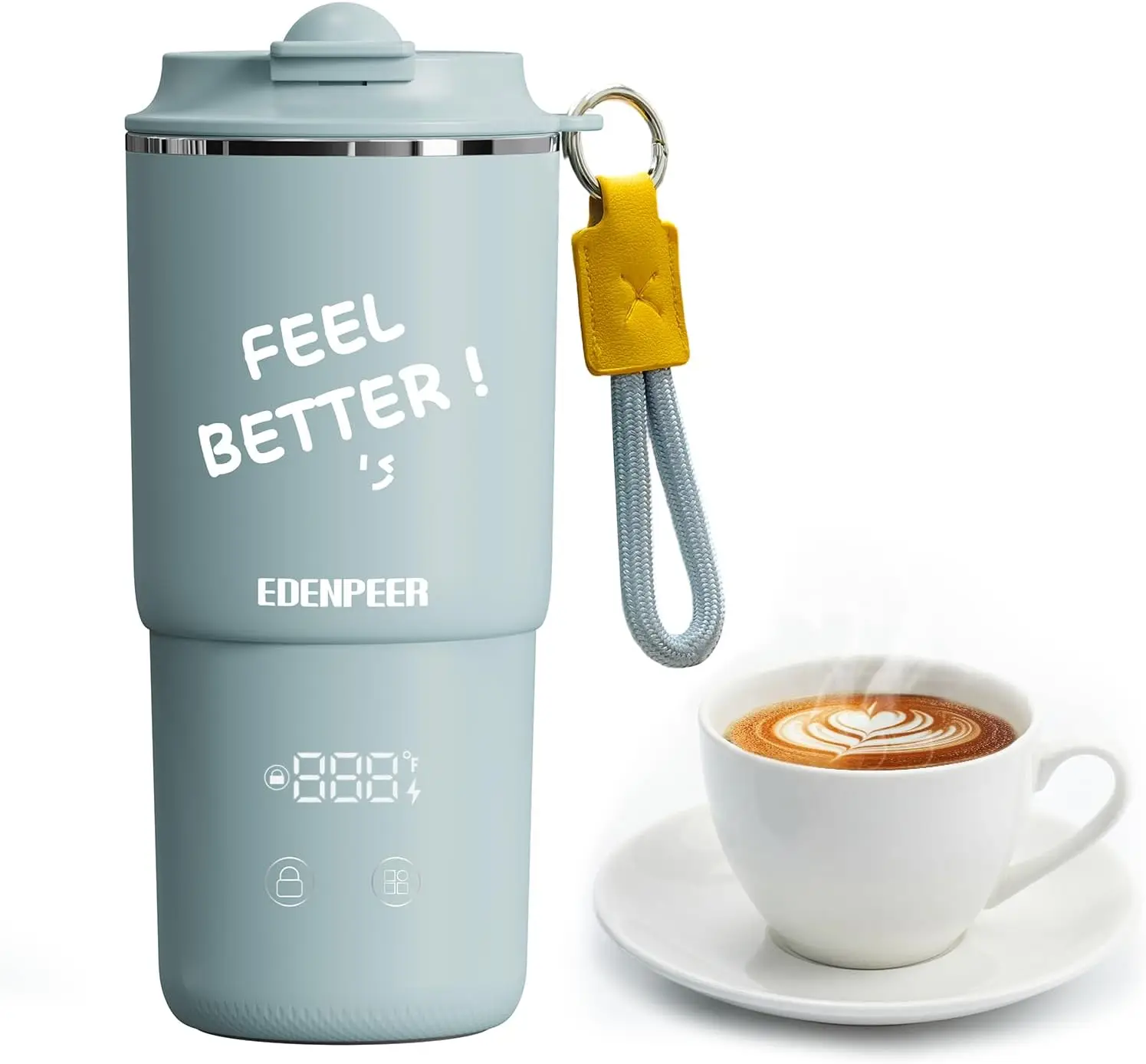 

14oz Self Heating Coffee Mug, 120W Fast Heating, Temp Control, 8H Heat Retention, Leak-Proof, for Car Home Office Travel