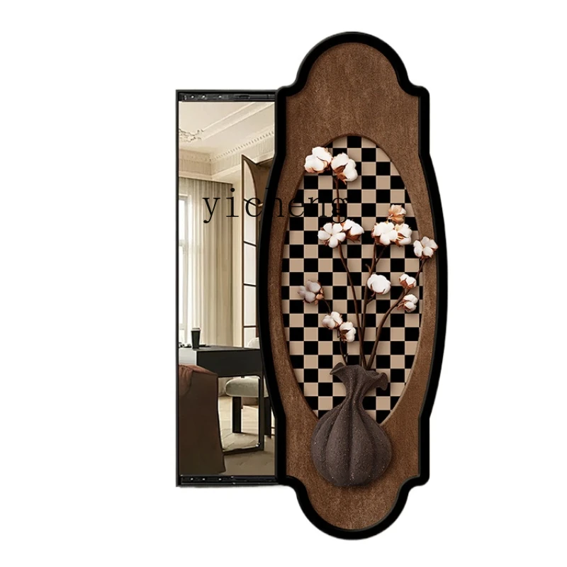 

XL Push-Pull Full-Length Mirror Retro Porch Decorative Painting Invisible Dressing Mirror Mural