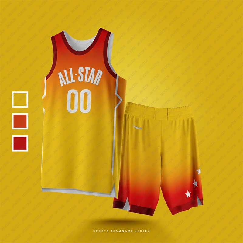 23/24 NBA All Star Gradient 3D Printed Basketball Tank Top For Men And Women Loose Oversized Breathable Quick Drying T-shirt Set