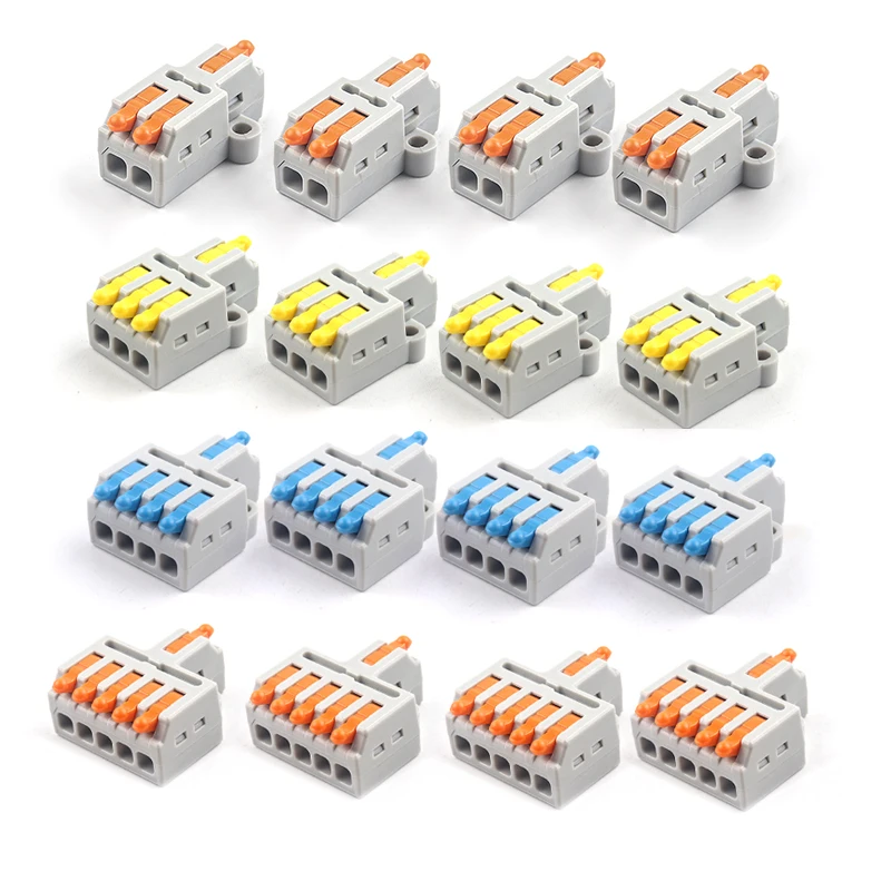 

Mini Quick Compact Conductor With Fixing Hole Splitter Splicing Wire Connector Push-in Cable Clamp Terminal Block 2/3/4/5 Port