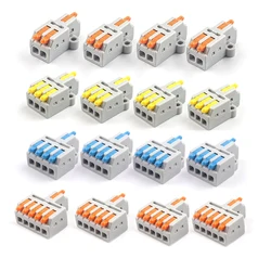 Mini Quick Compact Conductor With Fixing Hole Splitter Splicing Wire Connector Push-in Cable Clamp Terminal Block 2/3/4/5 Port