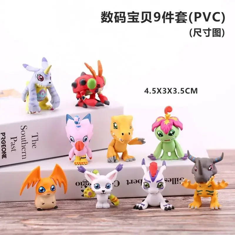 9Pcs/Set Anime Digimon Agumon Gabumon Doll Action Toy Figures 3-5CM