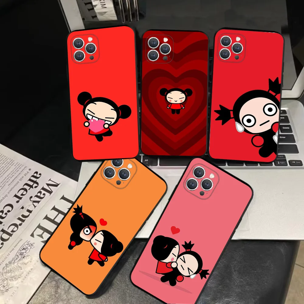 Cartoon P-Pucca-Garu Phone Case For iPhone 16,15,14,13,12,11,Pro,X,XS,Max,XR,Plus,Mini Soft Black Cover