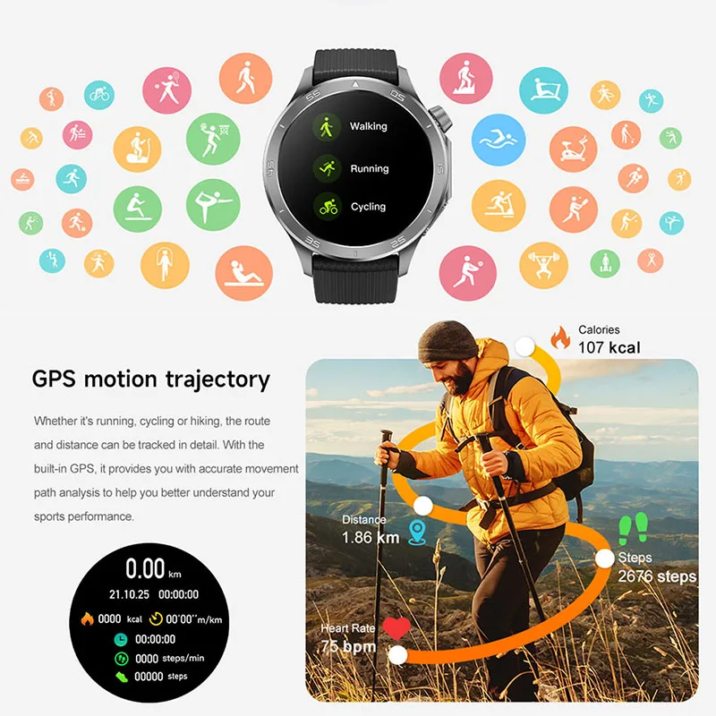 New For HUAWEI Ultra Outdoor Military GPS Smartwatch Men 1.53"HD Screen Compass Big Heart Rate BT Call 10ATM Waterproof Bracelet