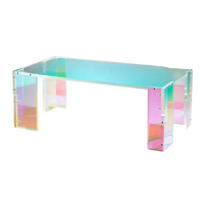 Fancy Laser Rainbow Bench Public Lounge Waiting Chair Modern Crystal Transparent Acrylic Stool