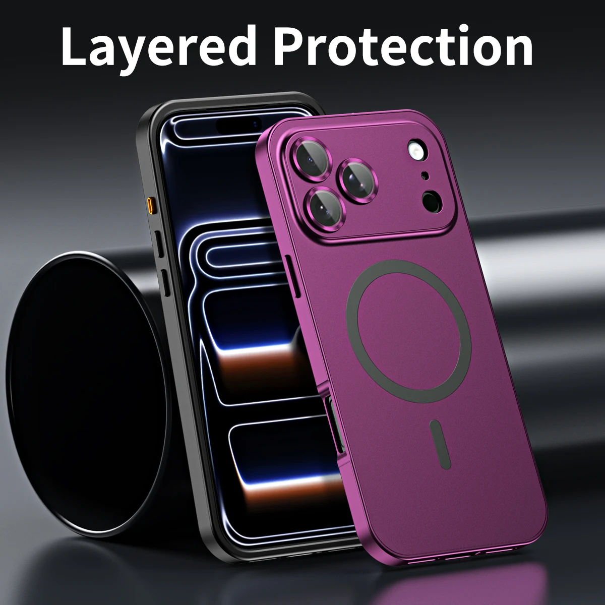 Metalowe etui na telefon z klamrą do iPhone 13 14 15 16 17 18 Pro Max, aluminiowa ramka, magnetyczna osłona telefonu kompatybilna z Magsafe, panel tylny z PC. — zdjęcie produktu 4