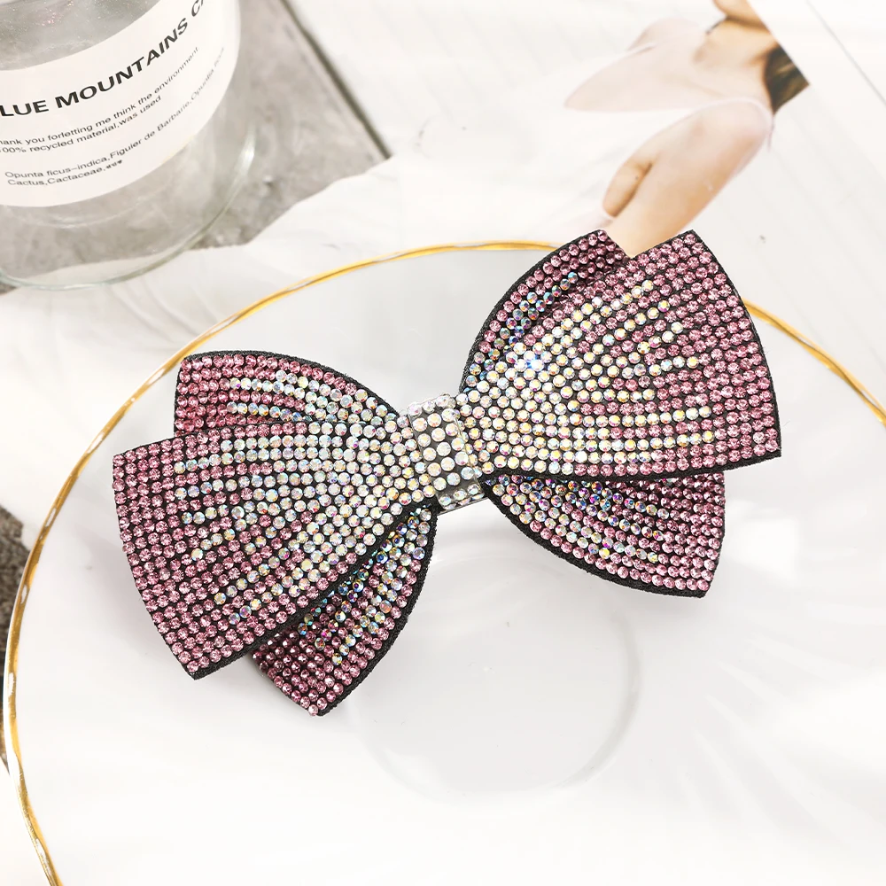 3 uds pajarita de diamantes de imitación de doble capa horquilla de pico de pato pinzas para el cabello de cristal sombreros de San Valentín accesorios para el cabello de niña regalo de Festival