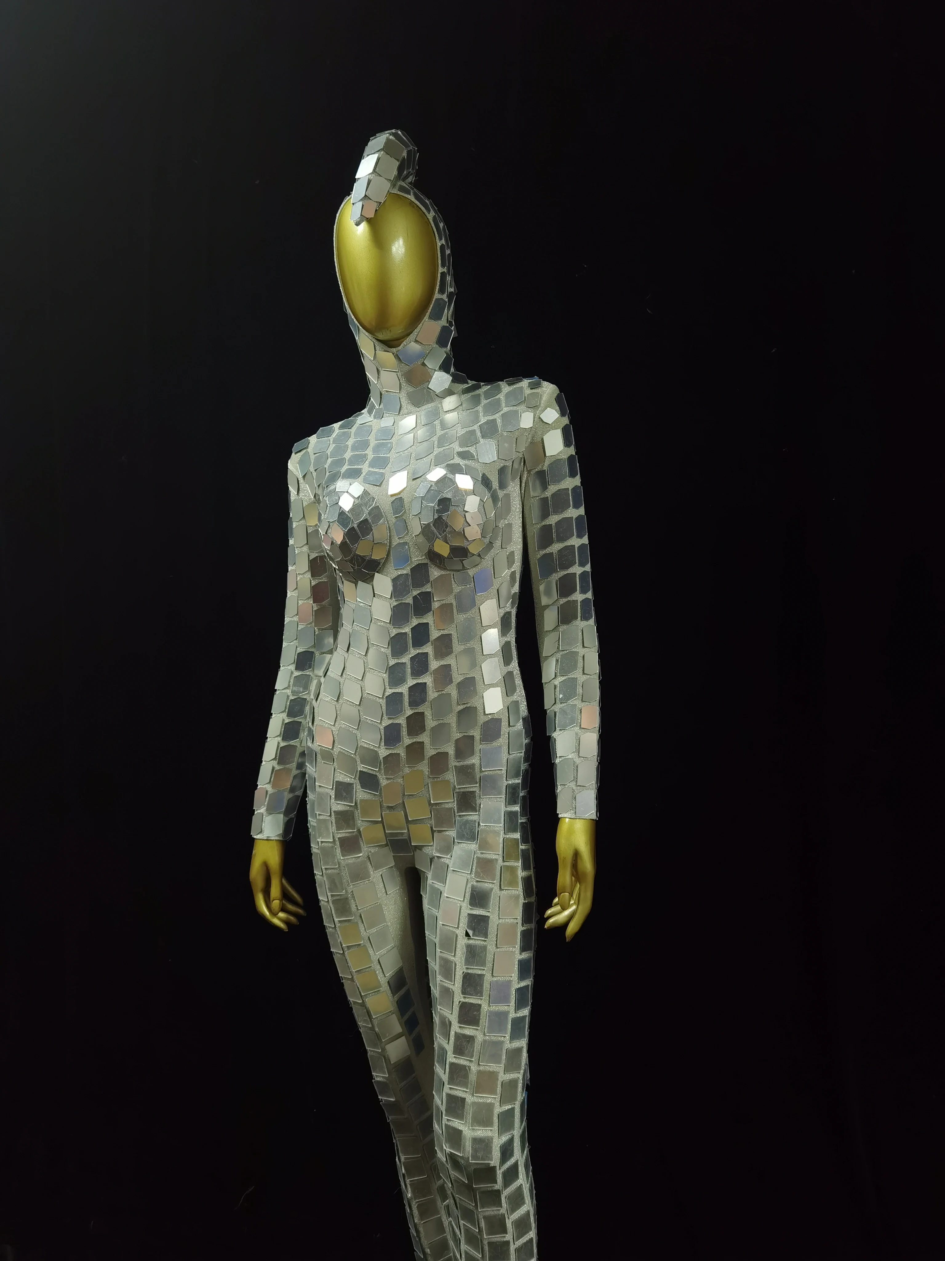 

Shop Mirror Man Costume Laser Dance Performance Costume Nightclub Sequin Lens Jumpsuit Party Performance Costume for Women