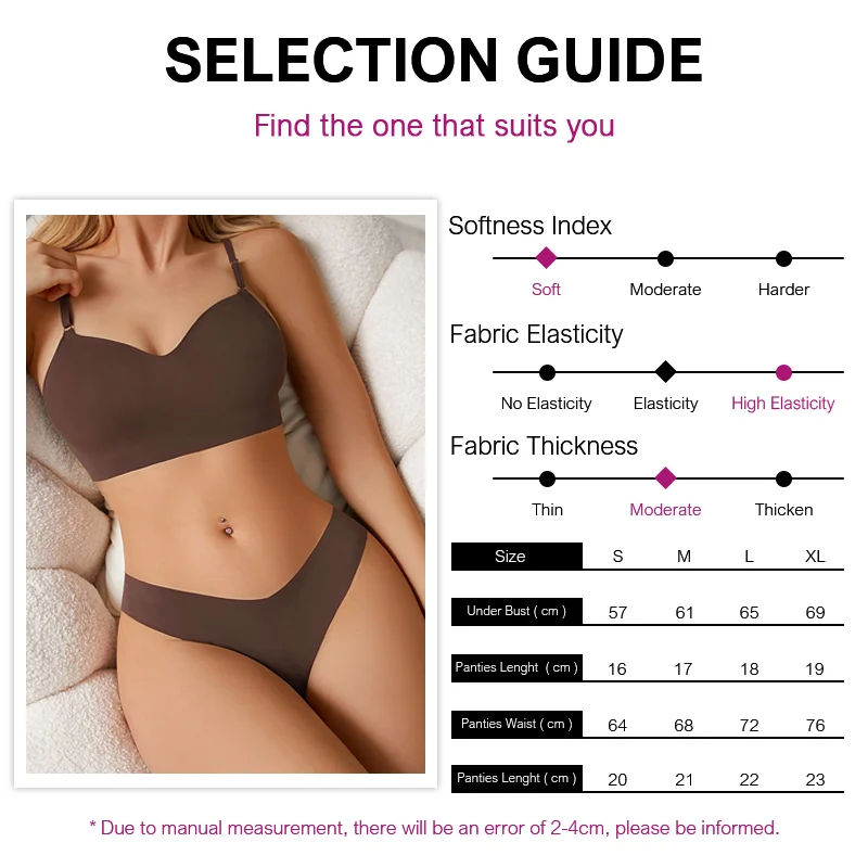 Sexy Seamless Lingerie Super Hot For Women Thin Set Outfit Wear Set Panties Underwear Set Wirefree Bra Breathable Briefs