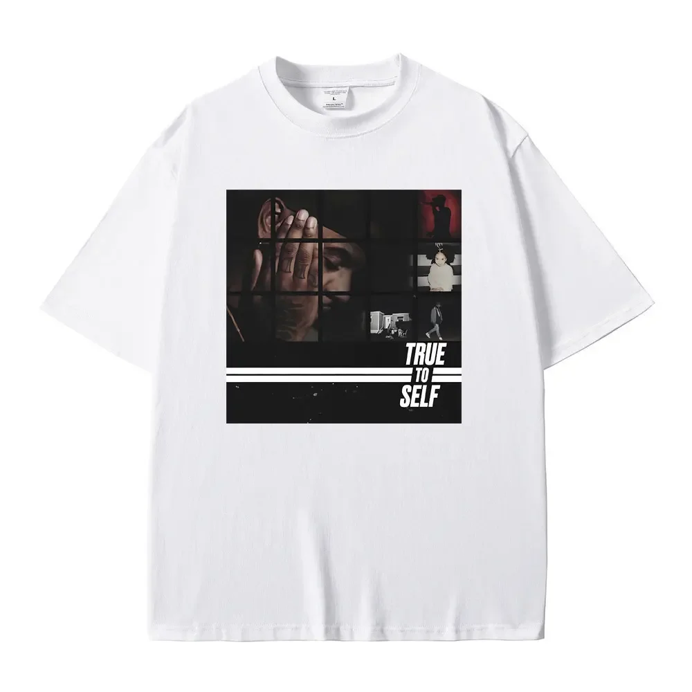 Male Hip Hop Oversized Tshirt Men's Pure Cotton T-shirts Vintage Streetwear Rapper Bryson Tiller True To Self Mugshot funny new