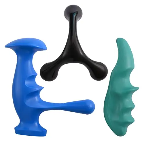 Abnaok Manual Trigger Point Massage Tool and Thumb Saver for Full Body Deep Tissue Massage, with 3-Legged Massage Knobs