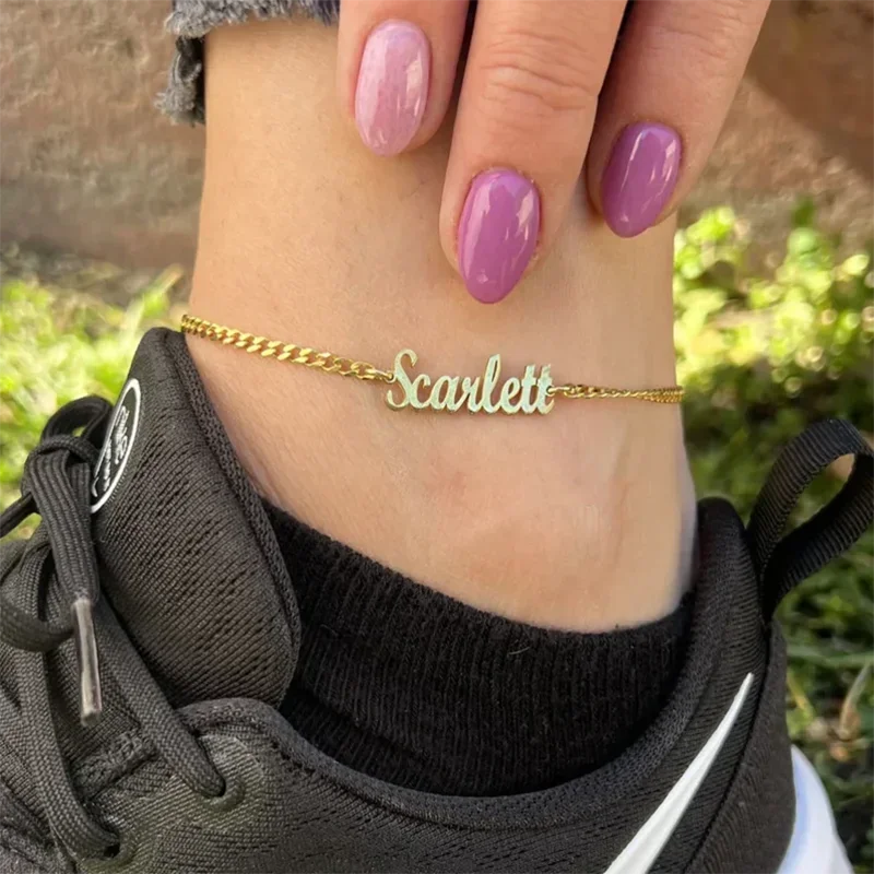 

Custom Name Anklets Women Leg Chain Charm Jewelry Stainless Steel Foot Chain Gifts for Customers Fashion Personalized Anklets