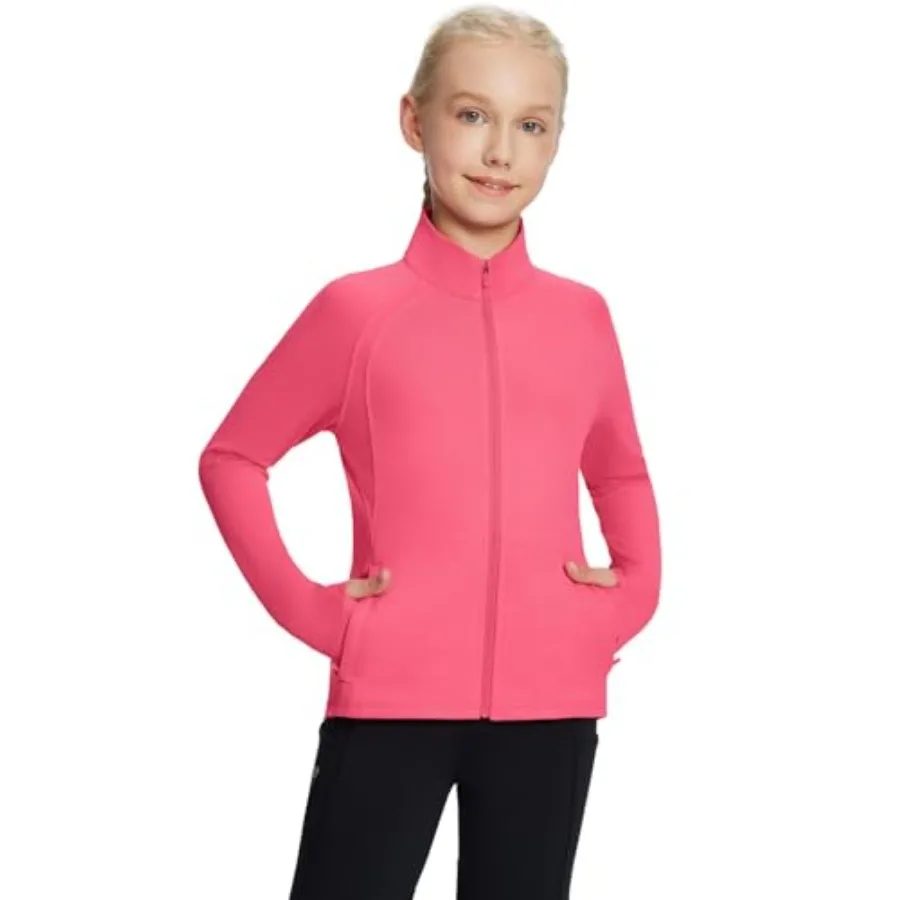 

baleaf Fleece Girls Jacket Zip Up Fall Jackets Equestrian Riding Shirts Thermal Athletic Sweatshirts Warm