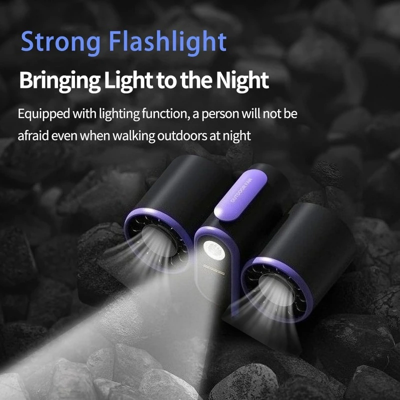 

Portable Camping Fan with Light & Power Bank 2-in-1 Double Head Hanging Fan USB Fan for Outdoor Car Office Home Digital Display