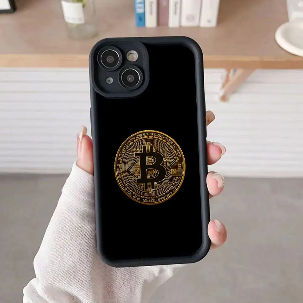 

Bitcion Pattern Phone Case for iPhone 17 16 15 14 13 12 11 Air Pro Max Plus Black Soft TPU Shockproof Cover