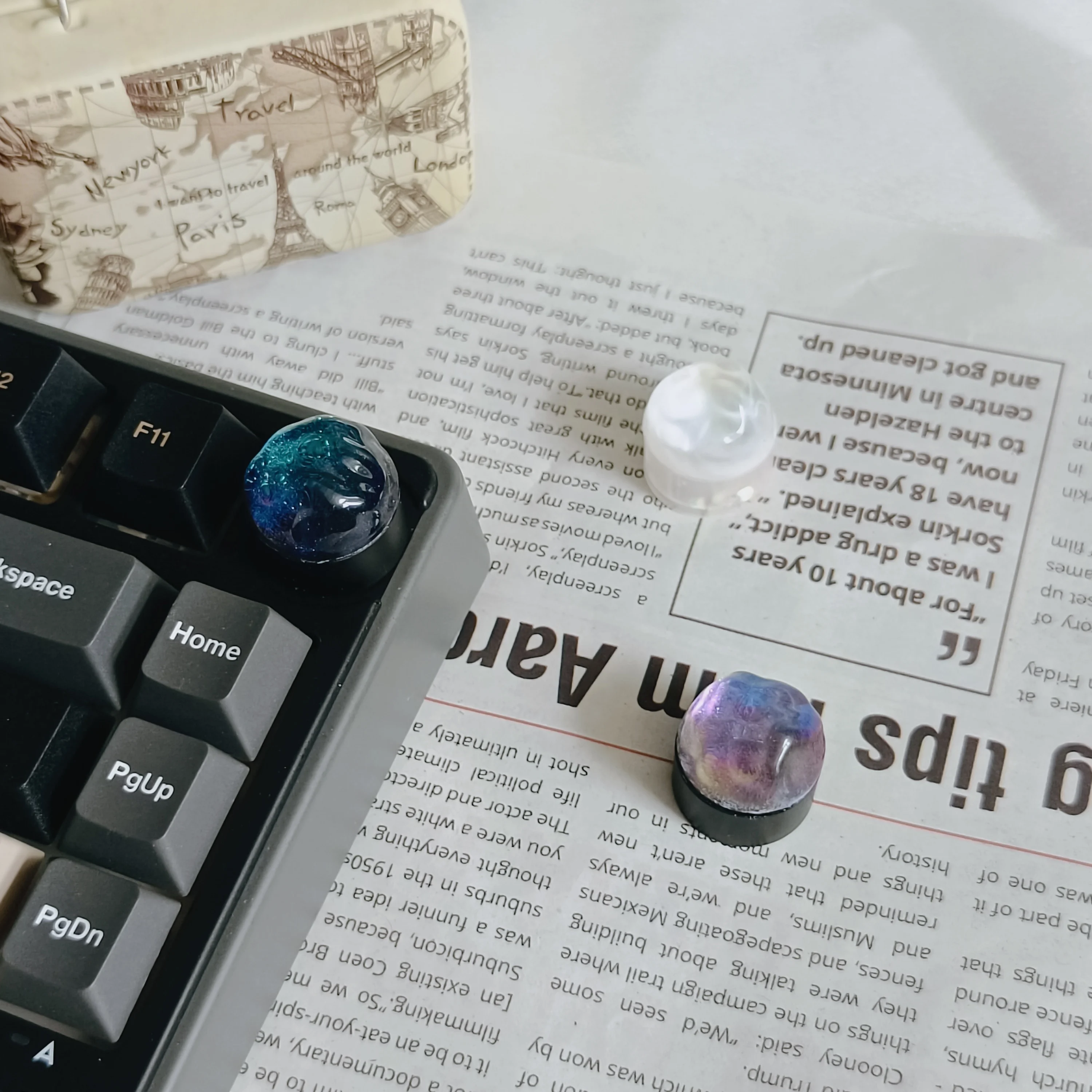 Knob keycap keyboard for cheap rs2 gradual change starry sky creative three-dimensional light transmission metal male personalit