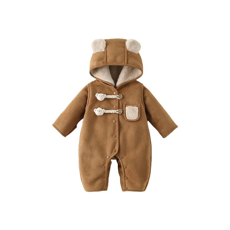 IYEAL طفل لطيف مقنعين بذلة الرضع بنين بنات الشتاء سميكة القطن مبطن بذلة الشتاء الدافئة الصوف سترة قطن #6