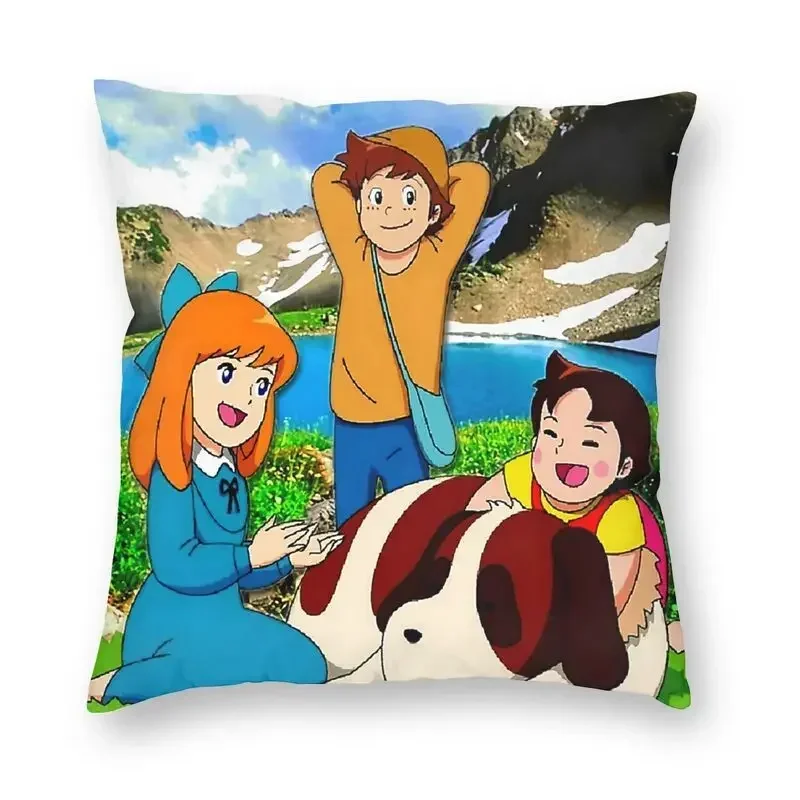 Heidi Peter And Clara On The Mountain Square Throw Pillow Case Home Decorative Double-sided Print Cartoon Cushion Cover for Car