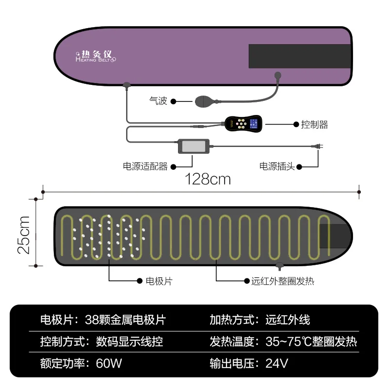 Micro-current pulse vibration abdominal closure hot compress sweating fat burning heating massage belt