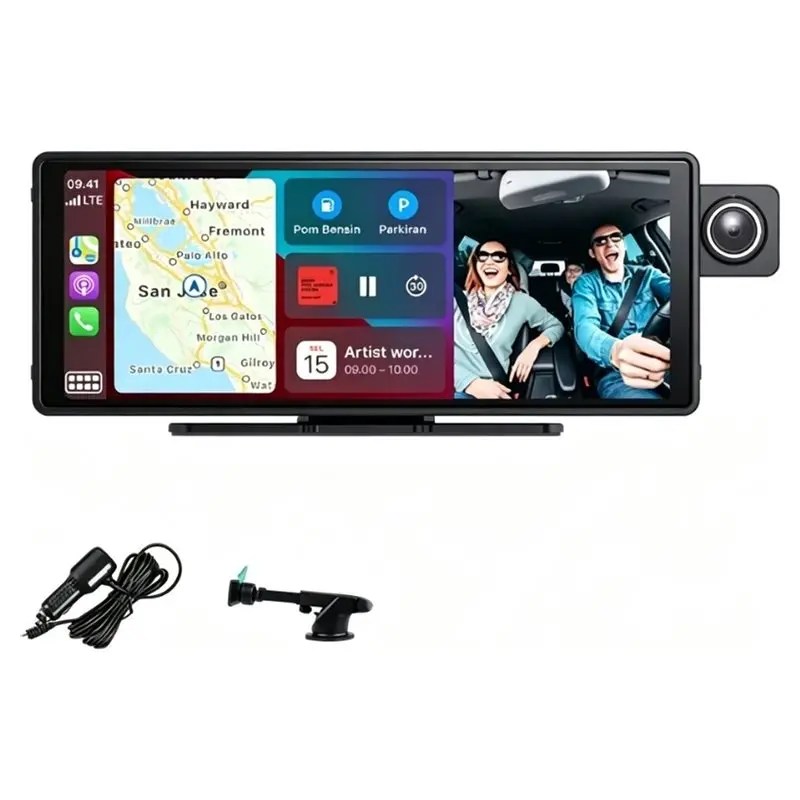 A98M Adjustable Front Lens Dash Camera Car DVR Wireless Carplay & Android Auto Wifi Bluetooth GPS Navigation DVR