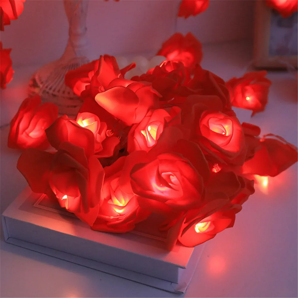 Rose Flower LED String Lights AA Battery Powered Fairy Lighting for Wedding Home Party Birthday Festival Decorations