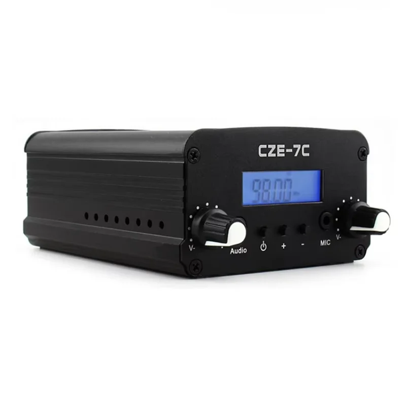

A37T-1W 7W FM Radio Transmitter CZE-7C Wireless Booster FM 76-108Mhz Amplifier With Car Sucker Antenna Kit For Radio Station