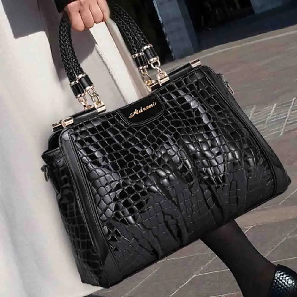 

Motingsome Elegant Women Handbags and Purses Luxury Genuine Leather Crocodile Print Top Handle Bag Real Leather Casual Tote 2023