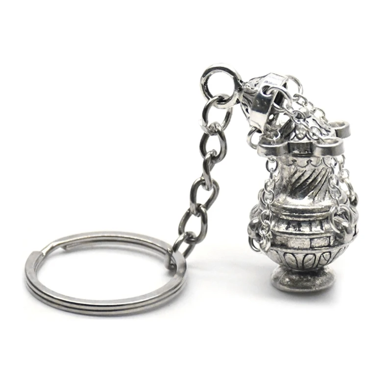Christian Incense Burner Keychain Alloy Censer Key Chain Ornament Charm for Car Church Handbag Decoration Souvenirs Gift