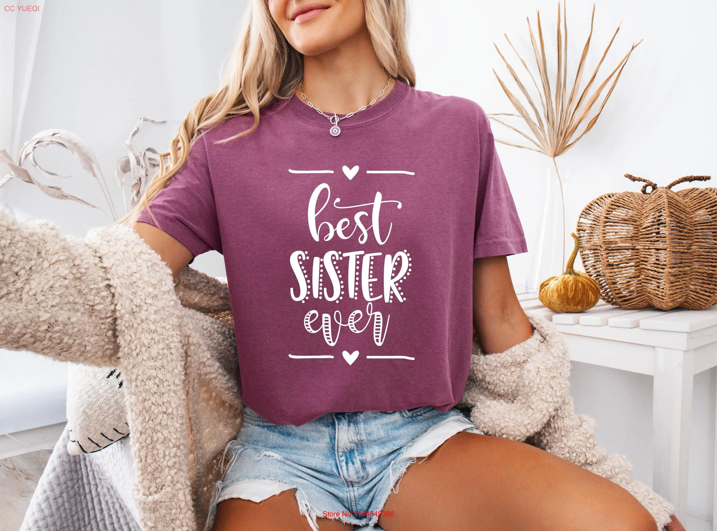 

Футболка Best Sister Ever для друга, комфортные цвета, день рождения, День матери, с длинными или короткими рукавами