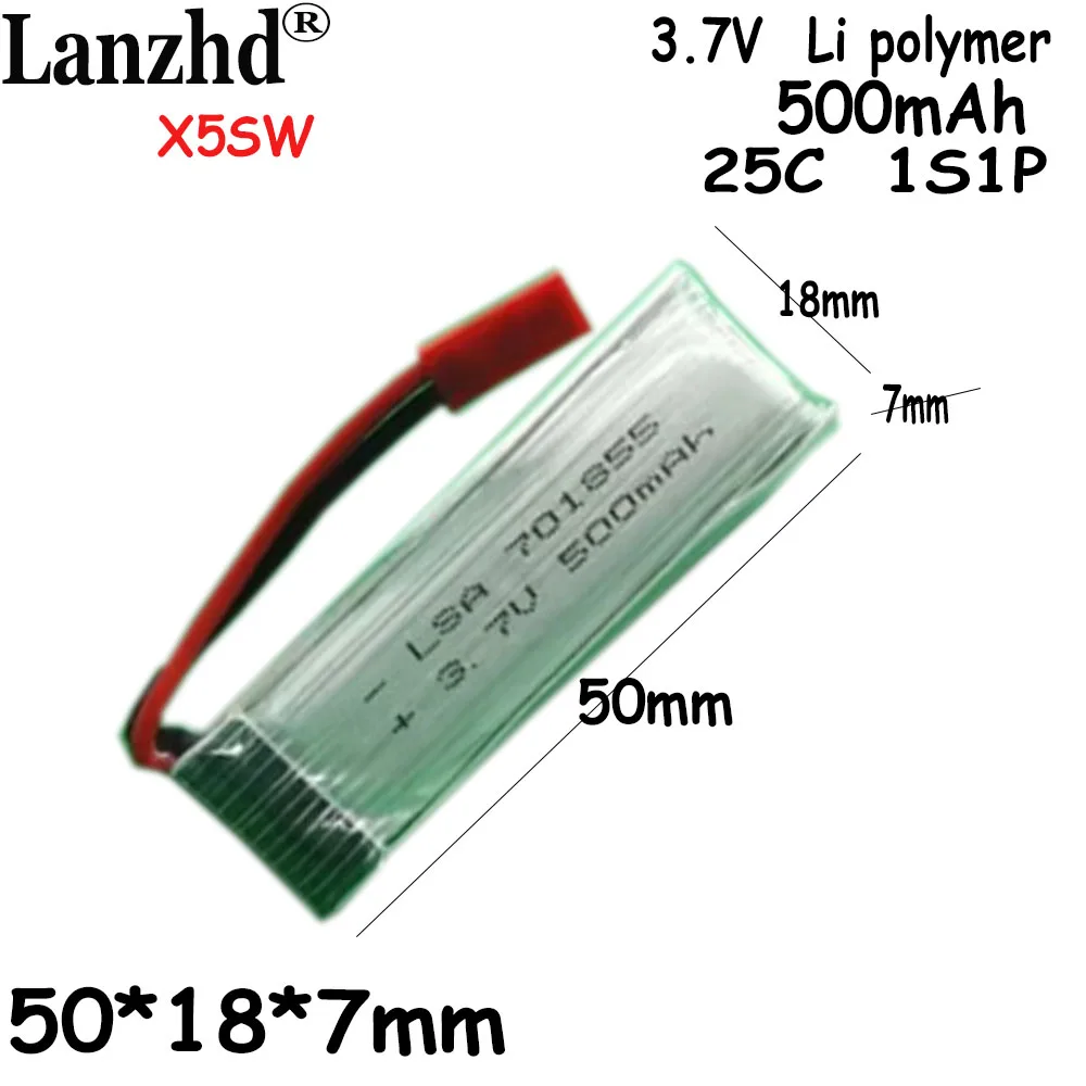 3.7V 25C Discharge high rate battery Pack 500mAh X5SW For Flying Drones Harborson X4H107 Megalaxin F47 Diferda F180  701850