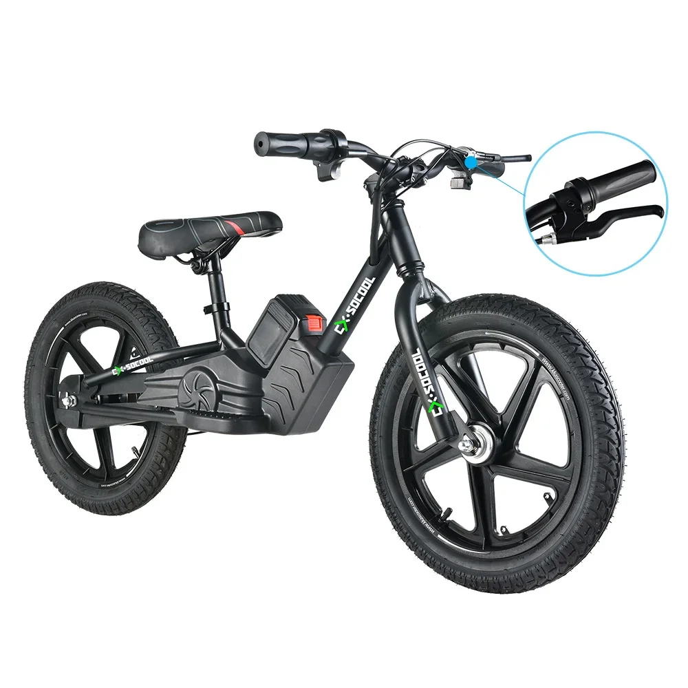 16'' New 200w 24v 16 Inch Children Kids' No Pedal Bicycle, Walking Riding E EL Electric Powered Kids Baby Self Mini Balance Bike