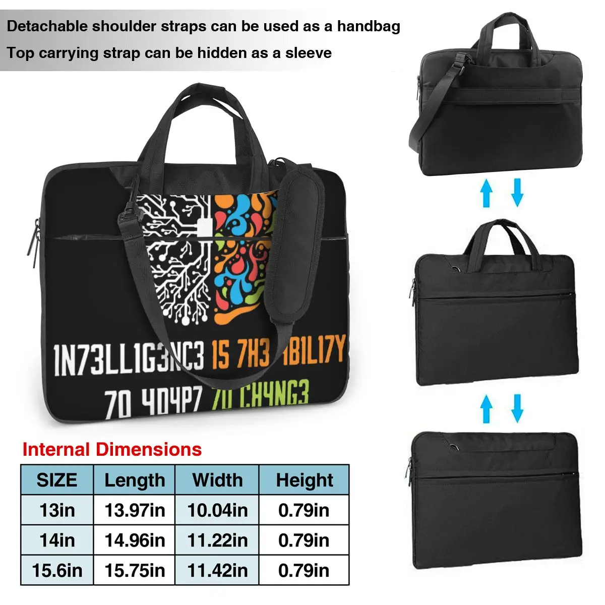 Intelligence Is The Ability To Adapt To Change Laptop Sleeve Bag Science Shockproof Briefcase Bag 13 14 15 Funny Computer Pouch