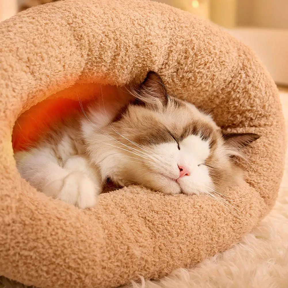 Cat Sleeping Bag Nest Soft Cuddly Plush Cat Bed Comfortable Pet Pocket Type Quilt Bed Kitten Puppy Warm Nest Pet Supplies image 3