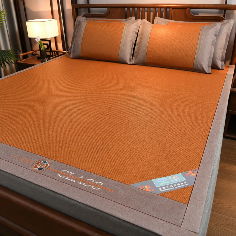 

Summer Bamboo Cooling Mat Three-Piece Set Dormitory Single Double Ice Silk Foldable Wicker Mat Home Use Bedding Accessories