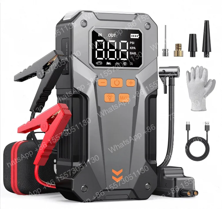 JS-20 12V 2000A Car Battery Booster 150PSI Air Compressor Portable Power Pack 10000mAh 37Wh Car Jump Starter