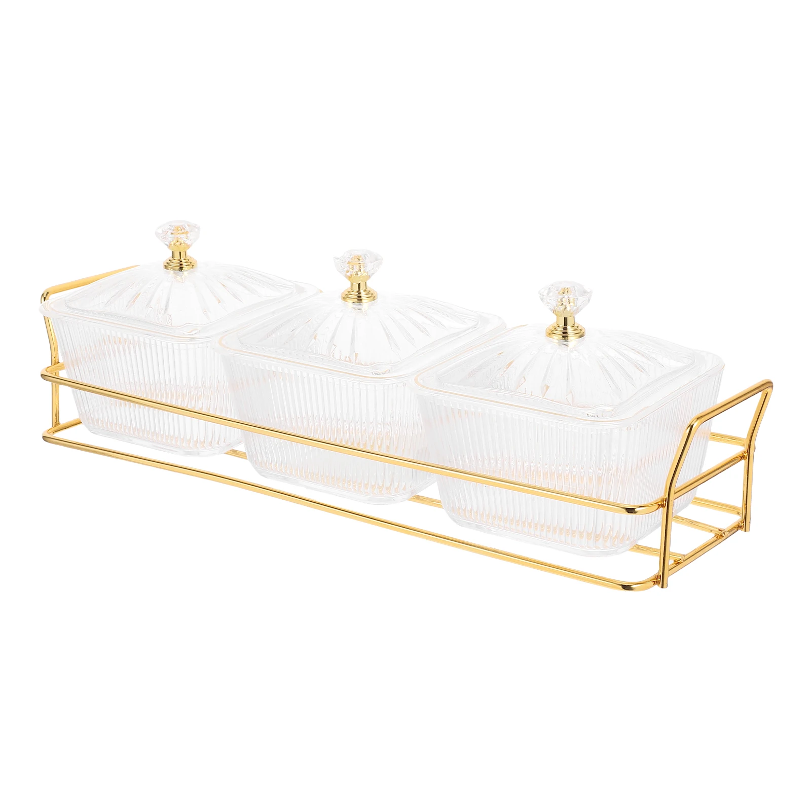 

1Set Snack Bowl Set Serving Bowls with Lids Golden Metal Rack Divided Removable Bowls for Appetizers Fruits Nuts Candy Events