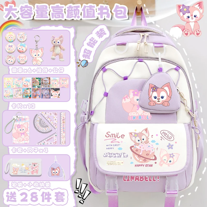 Sanrio Backpack for Girls 2025 New Model Lina Bear Cute School Bag Cartoon Print Teenager Backpack